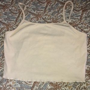 cream colored waffle edge cropped tank
